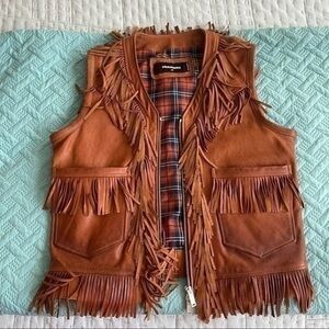 DSQUARED2 Fringed Leather Vest NWOT